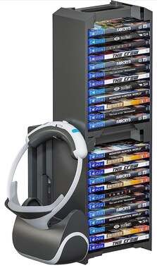 Skywin Video Game Storage Tower and Vertical Stand for PS4 and PSVR - Holds 24 G